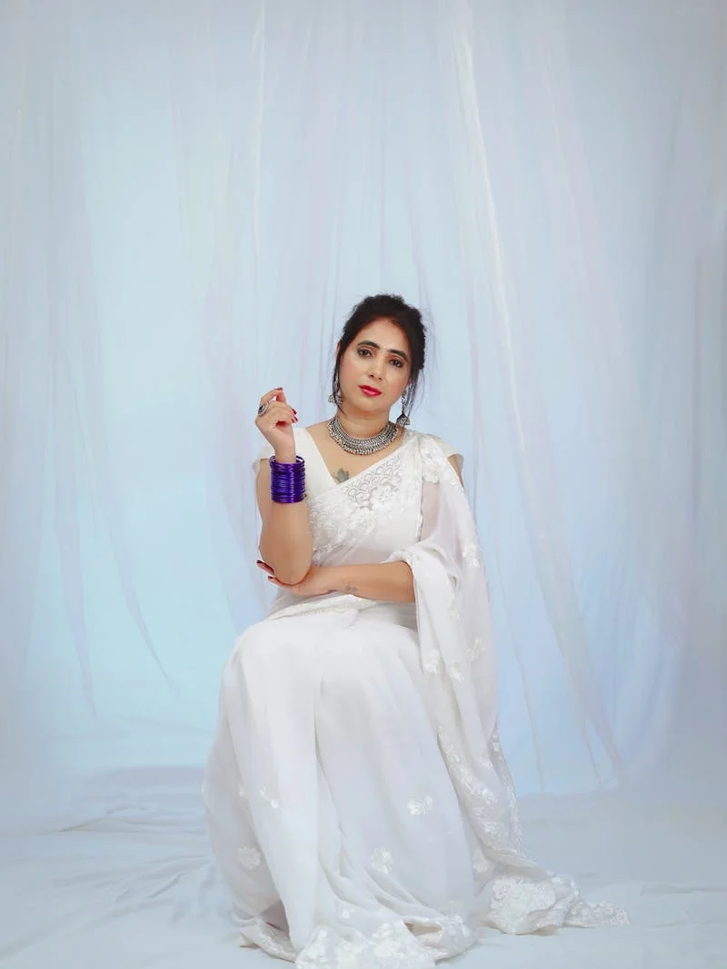 Ivory Organza Saree